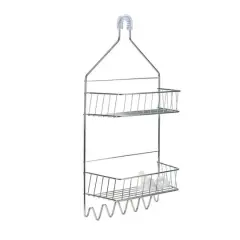 Bath Bliss Chrome 2 Tier Cabana Stripe Shower Caddy