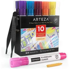 Arteza&reg; 10 Color Neon Glass Board Marker Set