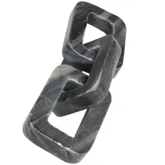 14" Gray Marble Chain Geometric 3-Link Sculpture