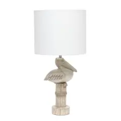 Simple Designs&trade; 17" Beige Wash Sitting Pelican Table Lamp with White Shade