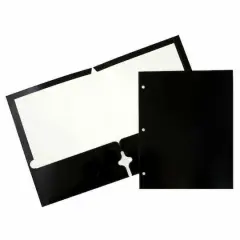 JAM Paper 9.5" x 11.5" Glossy 3-Hole Punch Folders, 12ct. Black