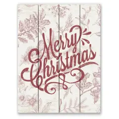 Merry Christmas Botanicals 11.75" x 15.75" Pallet Wood Wall Art