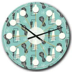 Designart 1950 Retro Pattern II Mid-Century Modern Wall Clock
