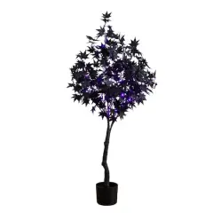 4ft. Pre-Lit Artificial Halloween Black Maple Tree with 180 Orange & Purple LED Lights