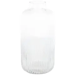 13" Clear Glass Ribbed Fluted Decorative Vase