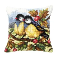 Orchidea Cushion Cross Stitch Kit Two Titmice
