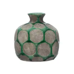 Hello Honey&reg; 5'' Green Terra Cotta Vase with Wax Relief Dots