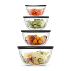 JoyJolt&reg; Glass Mixing Bowls with Lids Set Black