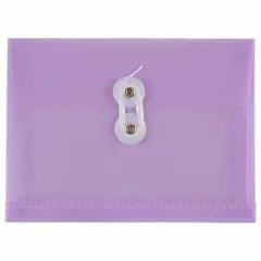 JAM Paper 5.25" x 7.5" Booklet Plastic Envelopes with Button and String Closure, 24ct. Lilac