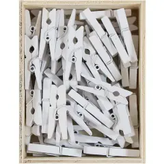JAM Paper 1.125" Wood Clip Clothespins, 100ct. White