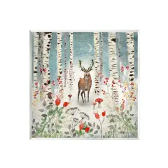Stupell Industries Deer in Nighttime Birch Forest Wall Art Plaque