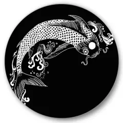 Designart - Chinoiserie Koi Fish I - Traditional Metal Circle Wall Art