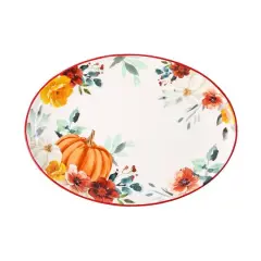 14" Pumpkin & Fall Florals Oval Platter by Ashland&reg;