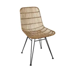 Hello Honey&reg; Natural & Black Boho Rattan & Metal Dining Chair