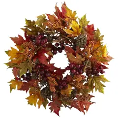 24" Orange & Brown Maple & Berry Wreath