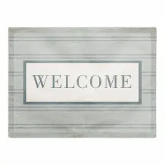 Welcome Stripe Cotton Twill Placemat Blue/Blue