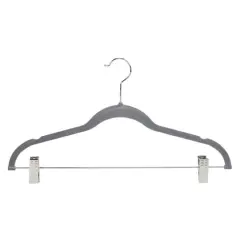 Simplify Slim Velvet Hangers with Clips, 6ct. Gray