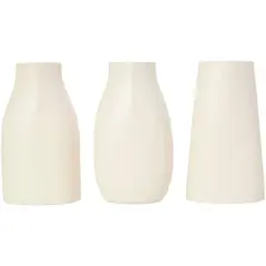 9" Cream Ceramic Minimalistic Vase Set