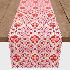 Valentine's Day Heart Tile Twill Table Runner