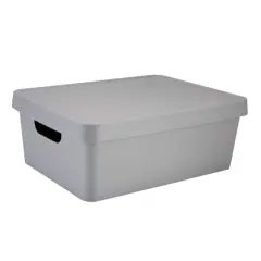 Simplify 14.5" Vinto Storage Box with Lid Gray