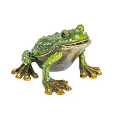 Hello Honey&reg; 3" Green Jeweled Frog Trinket Box