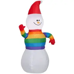 Airblown&reg; 3.5ft. Christmas Inflatable Snowman in Rainbow Sweater