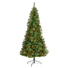 7ft. Pre-Lit Flat Back Montreal Mountain Pine Artificial Christmas Tree, White LED Lights
