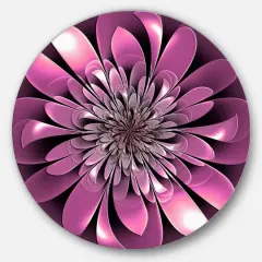 Designart - Glittering Lush Purple Fractal Flower' Floral Metal Circle Wall Art