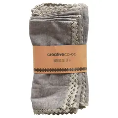 Hello Honey&reg; Gray Square Cotton Lace Napkins, 4ct.