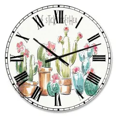 Designart 'Desert Botanical Bloom Iii Farmhouse Wall Clock