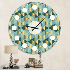 Designart 'Gold And Blue Dynamics V Mid-Century Modern Wall Clock
