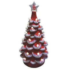 Santa's Workshop 14" NCAA College Team Ceramic LED Christmas Tree University of Oklahoma