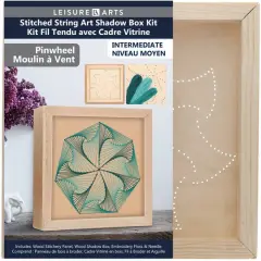 Leisure Arts&reg; Intermediate Pinwheel Wood Stitched String Art Shadow Box Kit