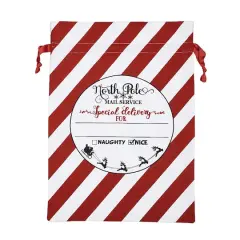 Personality Case&trade; 17" x 26" Red & White Stripe Cotton Christmas Drawstring Bag