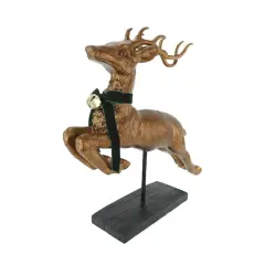 21" Antique Copper Leaping Reindeer with Bell Tabletop D&eacute;cor by Ashland&reg;