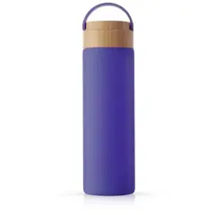 JoyJolt&reg; 20oz. Glass Water Bottle with Carry Strap & Non Slip Silicone Sleeve Purple