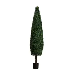 7ft. UV-Resistant Potted Boxwood Topiary Cone Tree