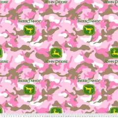 Springs Creative John Deere Logo on Pink Camo Fleece