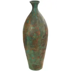 2.5ft. Green Ceramic Tall Distressed Antique Style Vase