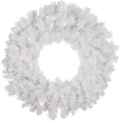 24" Pre-Lit White Artificial Christmas Pine Wreath
