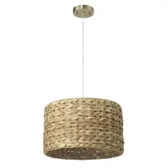 Hello Honey&reg; Bella Natural Metal & Handwoven Wicker Drum Ceiling Light