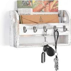 NEX&trade; Rustic White Wall Mounted Mail & Key Holder