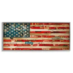 Stupell Industries Patriotic Collaged Flag Framed Giclee Art Gray