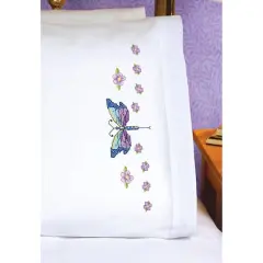 Janlynn&reg; Dragonfly Stamped Cross Stitch Pillowcase Set