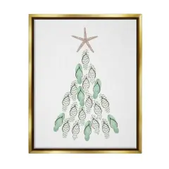 Stupell Industries Flip Flop Beachy Christmas Tree Black Framed Floater Canvas Wall Art Gold