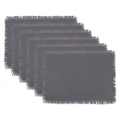 DII&reg; Solid Gray Heavyweight Fringed Placemats, 6ct.