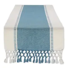 DII&reg; 72" Dobby Stripe Table Runner Storm Blue