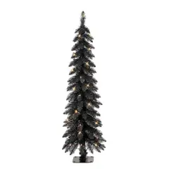 4ft. Pre-Lit Black Artificial Alpine Pencil Christmas Tree, Clear Lights