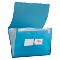 JAM Paper 10" x 15" Legal Size 13 Pocket Plastic Expanding File Accordion Folder Blue