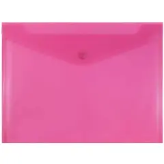 JAM Paper 9.75" x 13" Plastic Snap Closure Envelopes, 12ct. Fuchsia